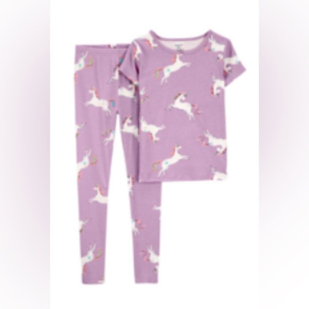Carter’s Big Girls Unicorn Print Purple Snug Fit Pajamas Size 12